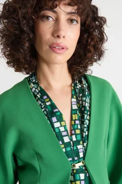 Giacca crop aderente in cady - Verde