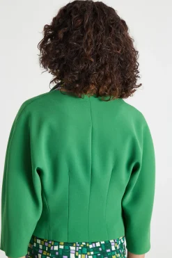 Giacca crop aderente in cady - Verde