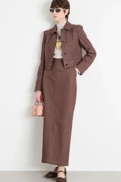 Giacca crop dalla linea boxy - Marrone
