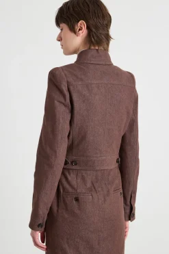 Giacca crop dalla linea boxy - Marrone