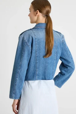 Giacca crop in jeans - Azzurro