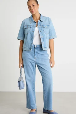 Giacca crop in jeans - Azzurro