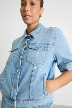 Giacca crop in jeans - Azzurro