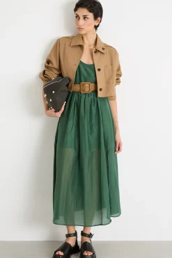 Giacca crop in twill stretch - Cammello