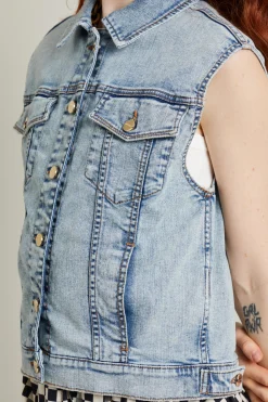Giacca di jeans smanicata - Azzuro