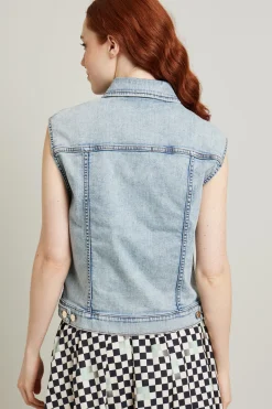 Giacca di jeans smanicata - Azzuro