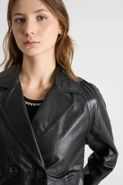 Giacca doppiopetto con scollo a rever - Nero