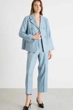 Giacca doppiopetto modello caban - Azzurro