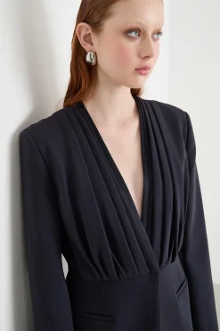 Giacca drappeggiata in crepe - Blu