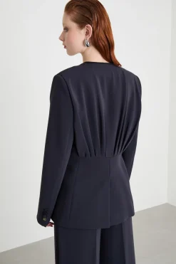 Giacca drappeggiata in crepe - Blu