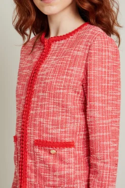 Giacca dritta in jersey tweed - Corallo