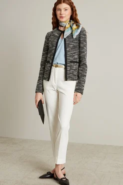 Giacca dritta in jersey tweed - Nero Bianco