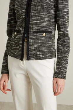 Giacca dritta in jersey tweed - Nero Bianco