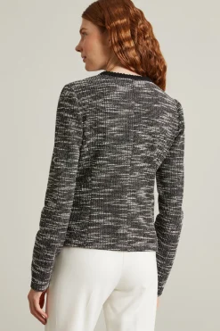 Giacca dritta in jersey tweed - Nero Bianco