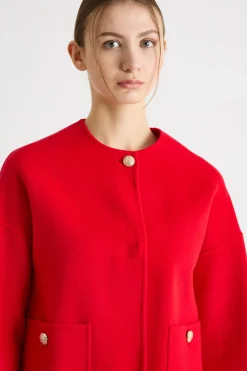 Giacca girocollo con bottone - Rosso