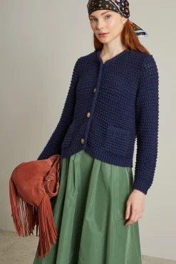 Giacca in cotone crochet - Blu