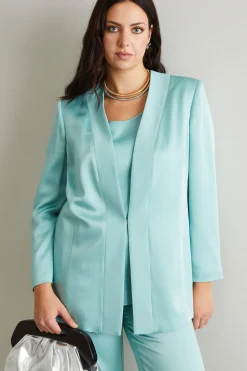 Giacca in envers satin - Celeste