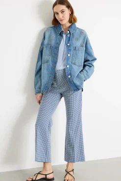 Giacca in jeans con strass - Azzurro