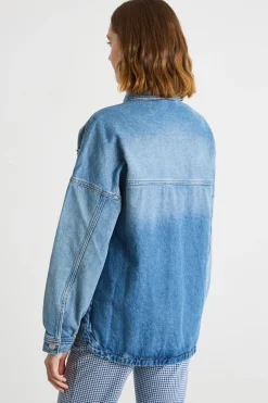 Giacca in jeans con strass - Azzurro