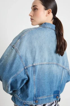 Giacca in jeans dalla linea boxy - Azzurro