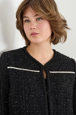 Giacca in stuoia con ricami - Nero