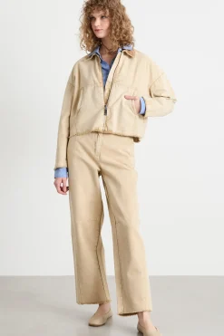 Giacca in tela con maxi tasche - Beige