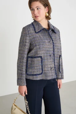 Giacca in tweed - Blu Beige