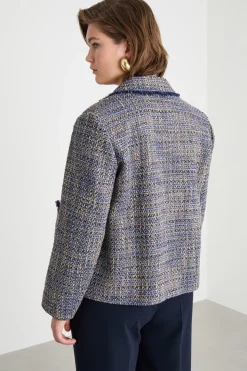 Giacca in tweed - Blu Beige