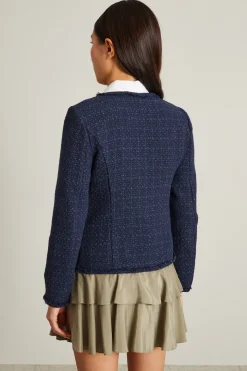 Giacca in tweed con bottoni - Blu Notte
