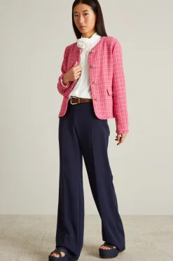Giacca in tweed con bottoni - Rosa