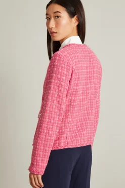 Giacca in tweed con bottoni - Rosa