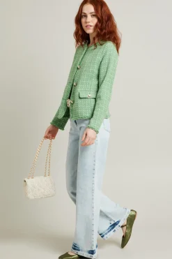 Giacca in tweed con bottoni - Verde