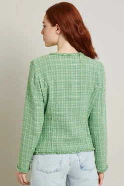 Giacca in tweed con bottoni - Verde