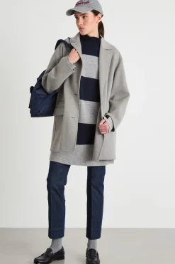 Giacca lunga in drap - Grigio
