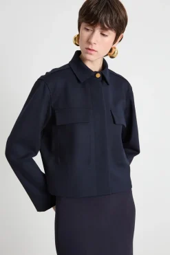 Giacca monopetto a camicia - Blu
