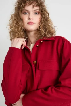 Giacca monopetto a camicia - Rosso