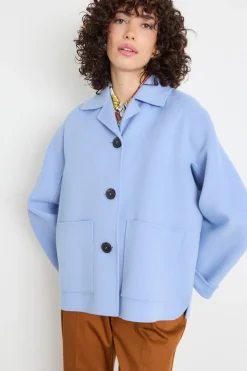 Giacca monopetto con tasche applicate - Azzurro
