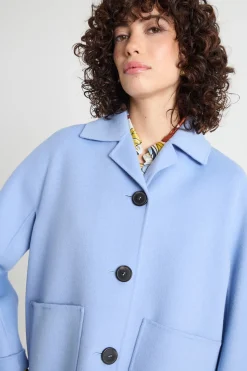 Giacca monopetto con tasche applicate - Azzurro
