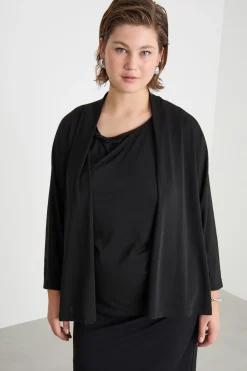 Giacca open-front in jersey - Nero