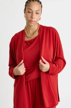 Giacca open-front in jersey - Rosso