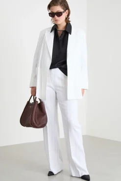 Giacca open-front in twill - Bianco