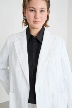 Giacca open-front in twill - Bianco