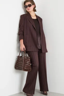 Giacca open-front in twill - Marrone