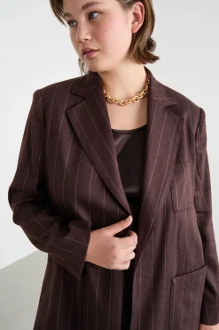 Giacca open-front in twill - Marrone