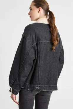 Giacca oversize in jeans - Nero