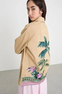 Giacca sahariana con ricamo - Beige