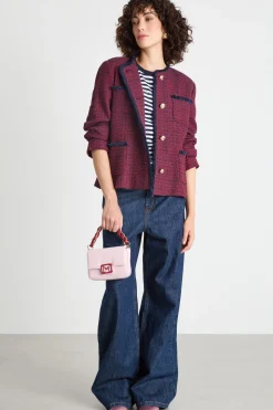 Giacca sfiancata in stuoia tweed - Bordeaux Blu