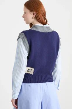 Gilet aderente - Blu Verde Grigio