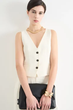 Gilet aderente con tasche - Bianco