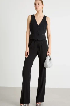 Gilet aderente con tasche - Nero